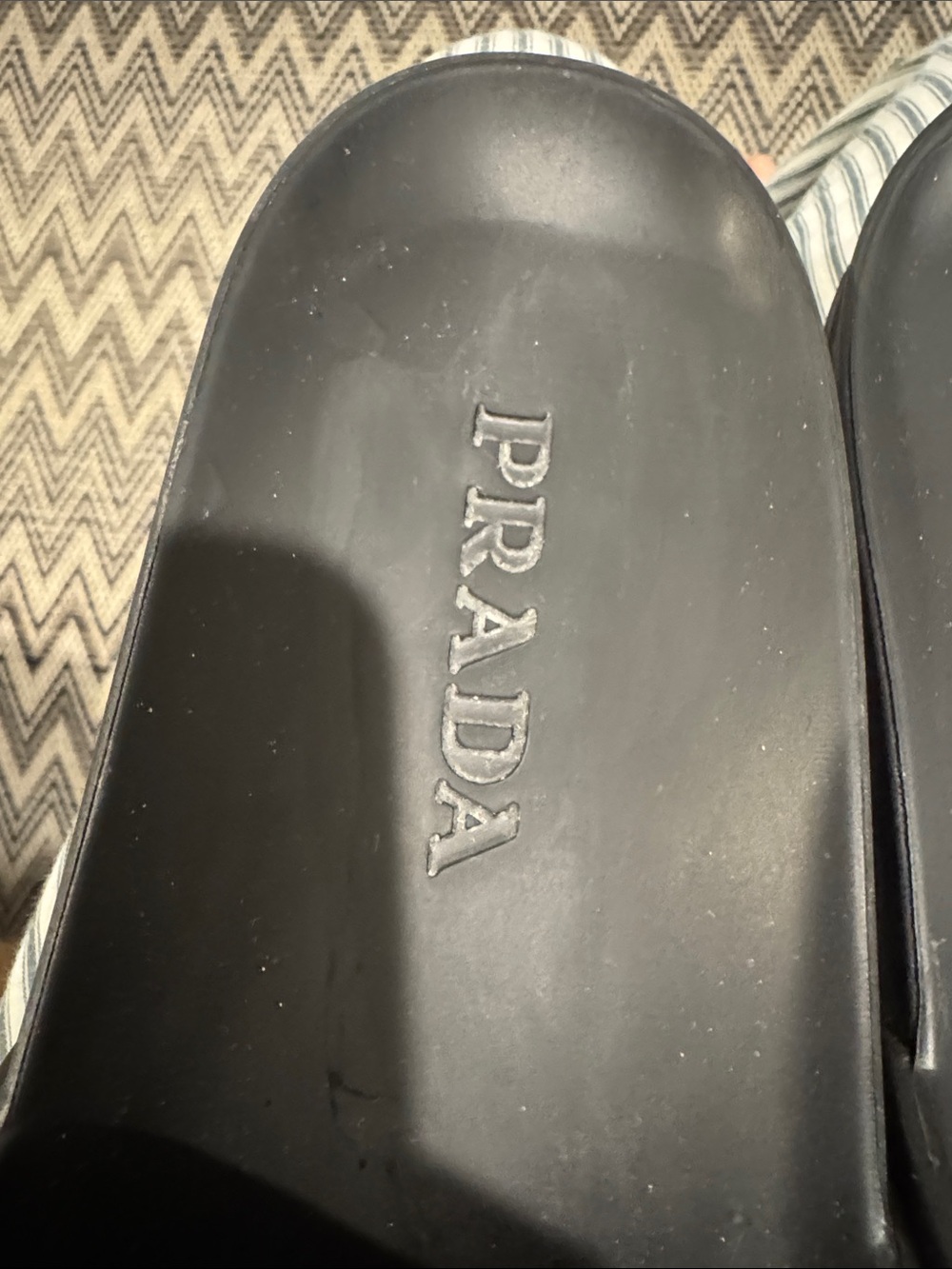 Prada Black Logo Rubber Slides - Picture 2 of 6